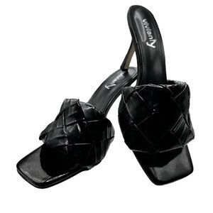 Vivianly Black Square Toe Heels Size 8